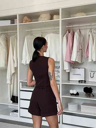 Жіночий базовий костюм-двійка: жилет і шорти костюмка Шоколад, 42/44 Одеса