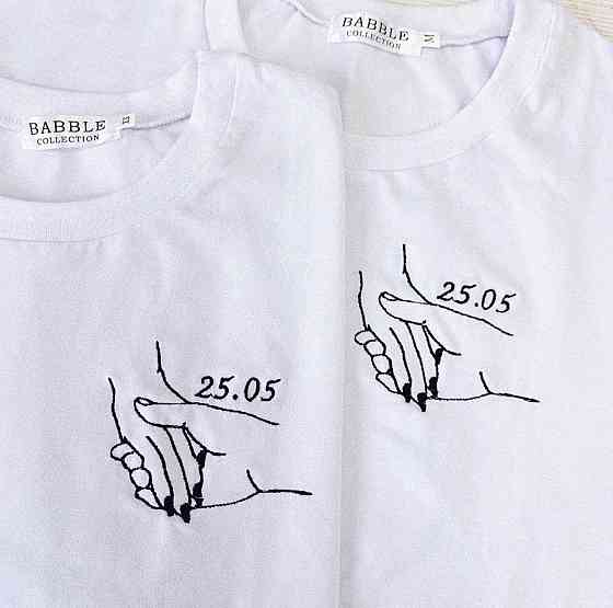 Білі Парні футболки для хлопця та дівчини з індивідуальними датами Чернівці