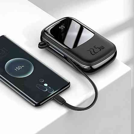 Зовнішній акумулятор Baseus Qpow Digital Display quick charging 20000mAh 22.5W(Type-C Cable)Black Київ