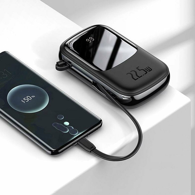 Зовнішній акумулятор Baseus Qpow Digital Display quick charging 20000mAh 22.5W(Type-C Cable)Black Київ - фото 1