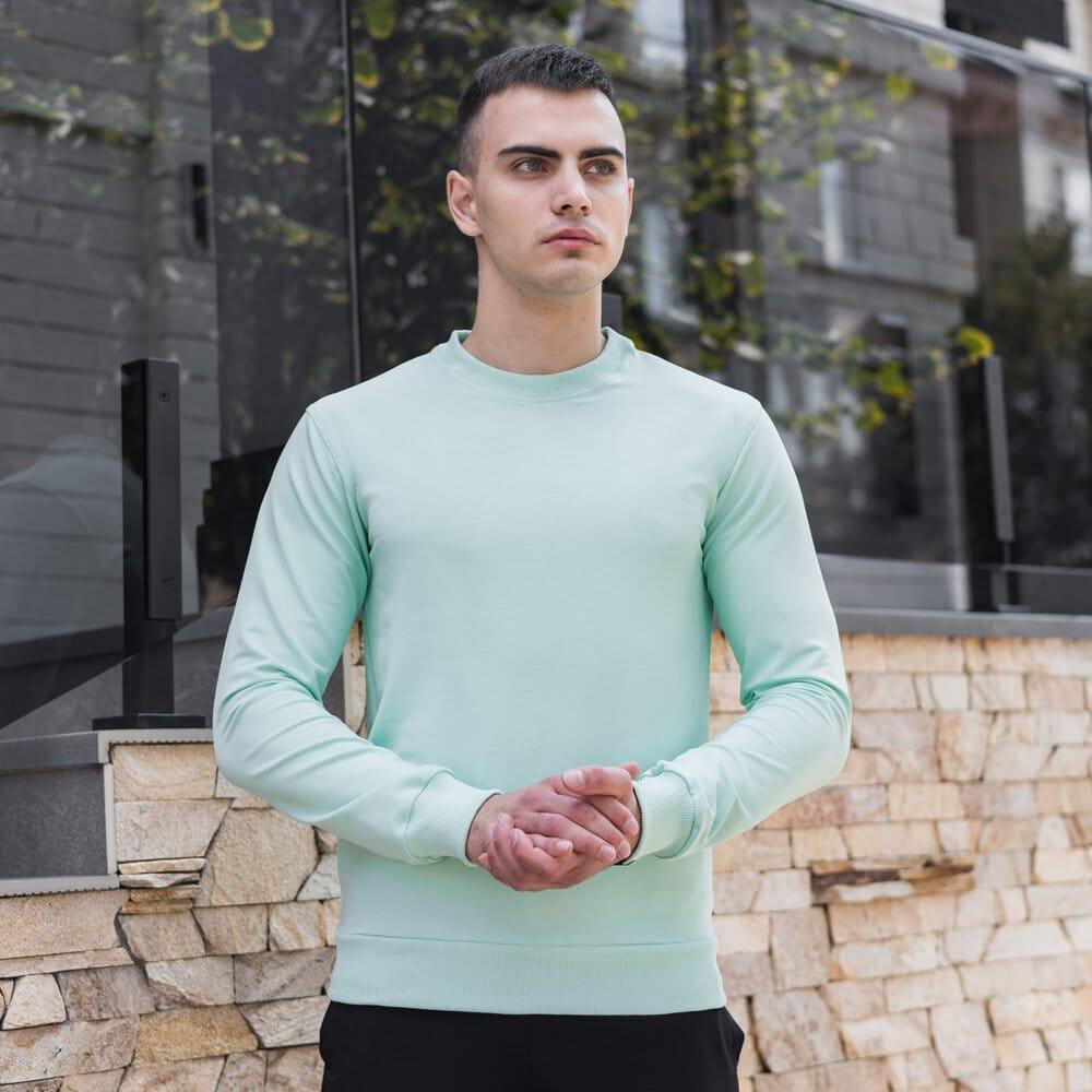 Світшот чоловічий однотонний ментоловий Pobedov 001 Київ - фото 6