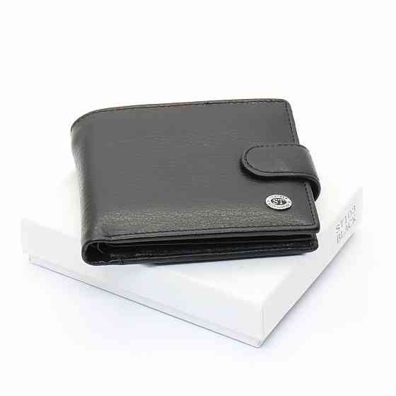 Черное мужское портмоне из натуральной кожи с фиксацией ST Leather ST103 Киев