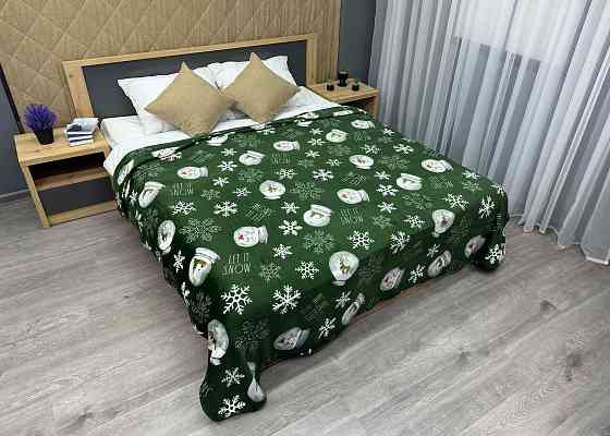 Плед-покривало Decorator WellSoft 150х210 см з різдвяним принтом Зелений (87-169) Київ