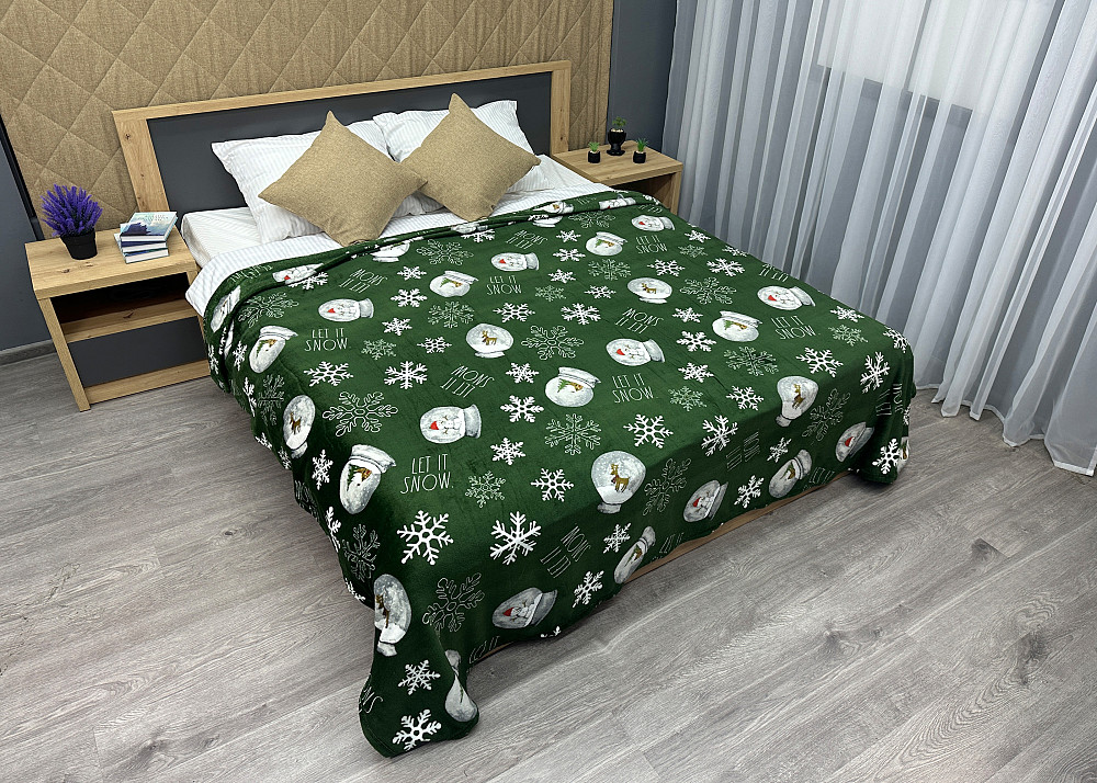 Плед-покривало Decorator WellSoft 150х210 см з різдвяним принтом Зелений (87-169) Київ - фото 4