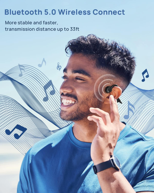 Беспроводные наушники с костной проводимостью Bluetooth 5.2, Open-Ear, до 8 часов, микрофон, IP54, 25 г, для спорта Киев - изображение 5
