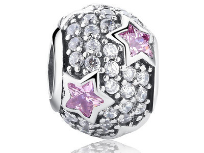Срібна намистина Пандора  "Рожеві зірки Паве" 791382PCZ MasterSem Київ - фото 2