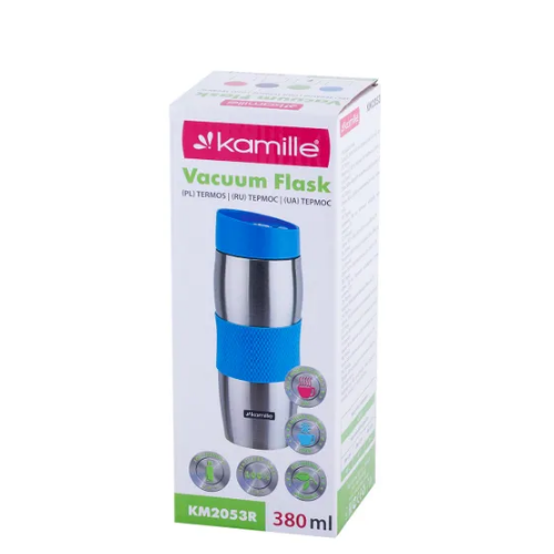 Термочашка 380мл з TPR вставкою нержавіюча сталь (салат/фіолет/блакит/черв) KAMILLE 2053R Житомир - фото 10