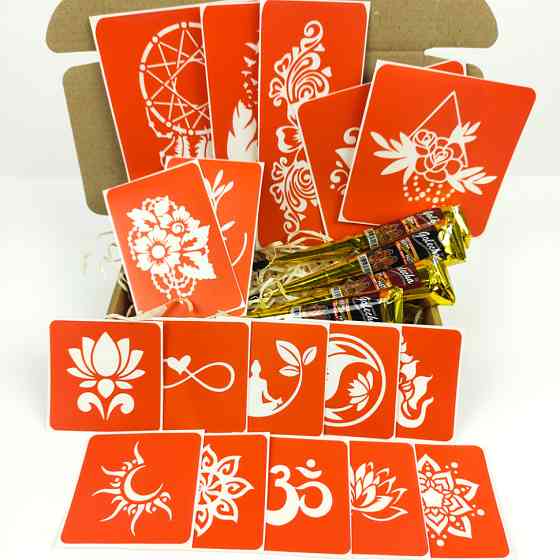 Набір хни з трафаретами для біо-тату №6 henna-set-06 Вінниця