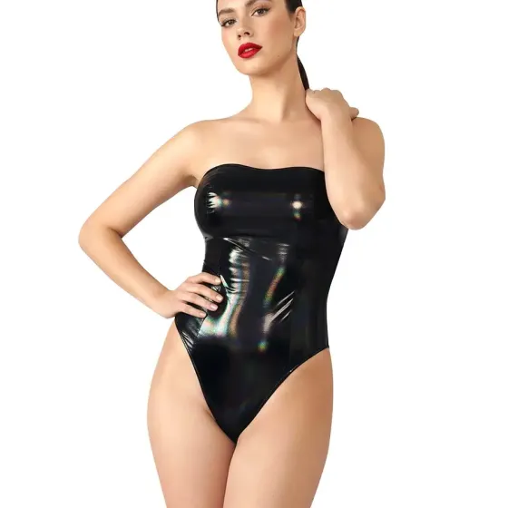 Лаковане боді Art of Sex - Jazz, колір чорний с эфектом голограми, розмір M Львів