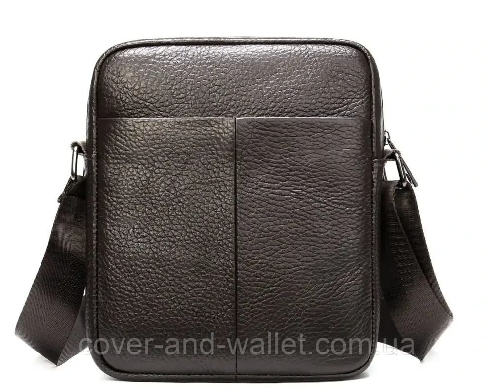 Компактна чоловіча шкіряна сумка через плече коричневого кольору VIntage Київ - фото 1