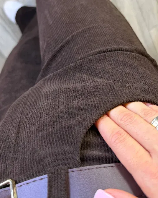 Жіночі вельветові штани стрейч шоколад з ременем Одеса - фото 2