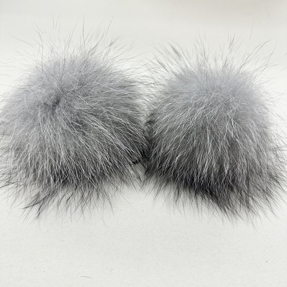 Помпон из натурального меха блюфрост 13-14 см Серый Харьков - изображение 1