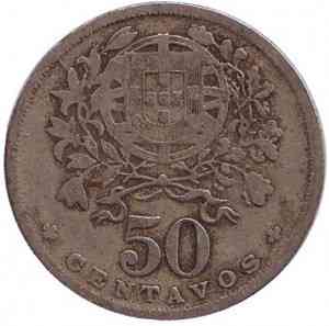 Монета 50 сентаво. 1928,29,30,64,67 год, Португалия.(Г) Полтава