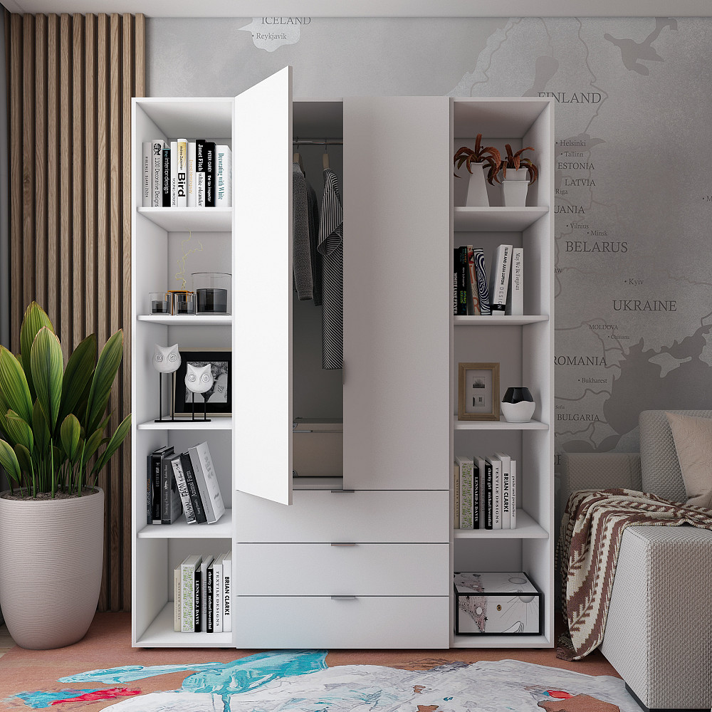 Комплект шаф для одягу Doros Гелар (3 шт.) 153,9х49,5х203,4 см Білий (DRS-011173) Дніпро - фото 5