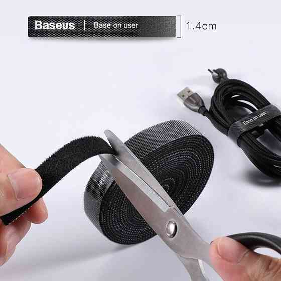 Стяжки для кабелей Baseus Colourful Circle Velcro strap 1m ACMGT-E01 (Черный 1шт, 1м) Николаев