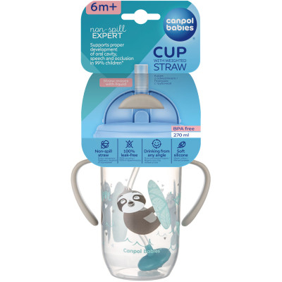 Поильник-непроливайка Canpol babies Exotic Animals с трубочкой и утяжелителем 270 мл Серая (56/606_grey) Винница - изображение 4