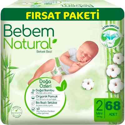 Подгузники Bebem Natural 2 mini 3-6 кг 68 шт (8690536831944) Винница
