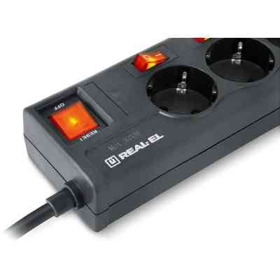 Сетевой фильтр питания REAL-EL RS-6 EXTRA 3m, black (EL122300002) Винница
