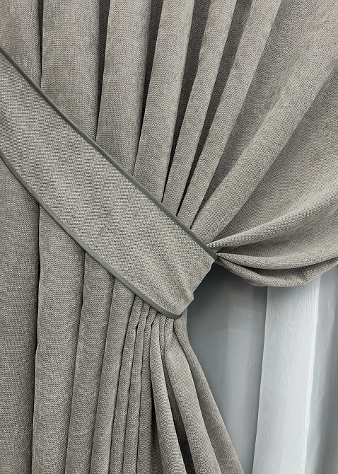 Комплект готових штор VR-Textil Шеніл преміум VELMIRA Rich № 1925ш Світло-сірий 150х290 см 2 шт (33-0991) Київ - фото 5