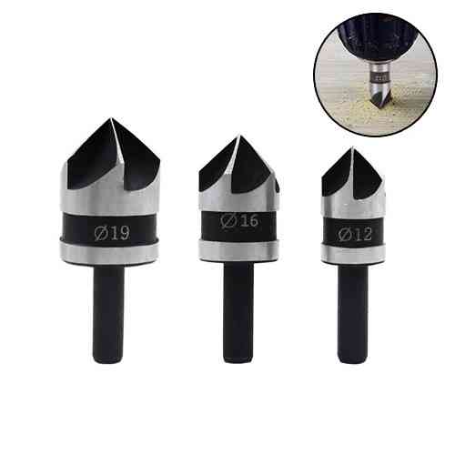 Набор зенковок 3шт 12/16/19мм 90град, цилиндрические, HSS сталь Винница