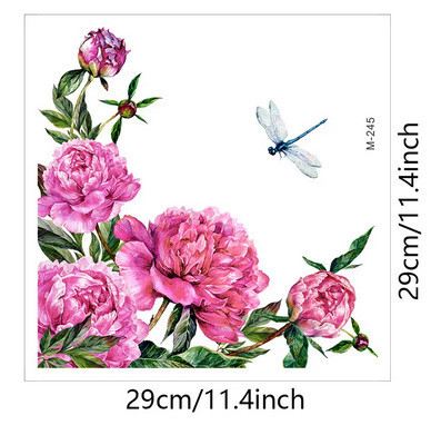 Наклейка для унитаза интерьерная Пионы и стрекоза Киев - изображение 4