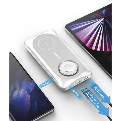 Батарея універсальна YENKEE 10000mAh, PD, 22,5W, 3in1, Qi Wireless, white (YPB 510 / 37000006) Вінниця - фото 2