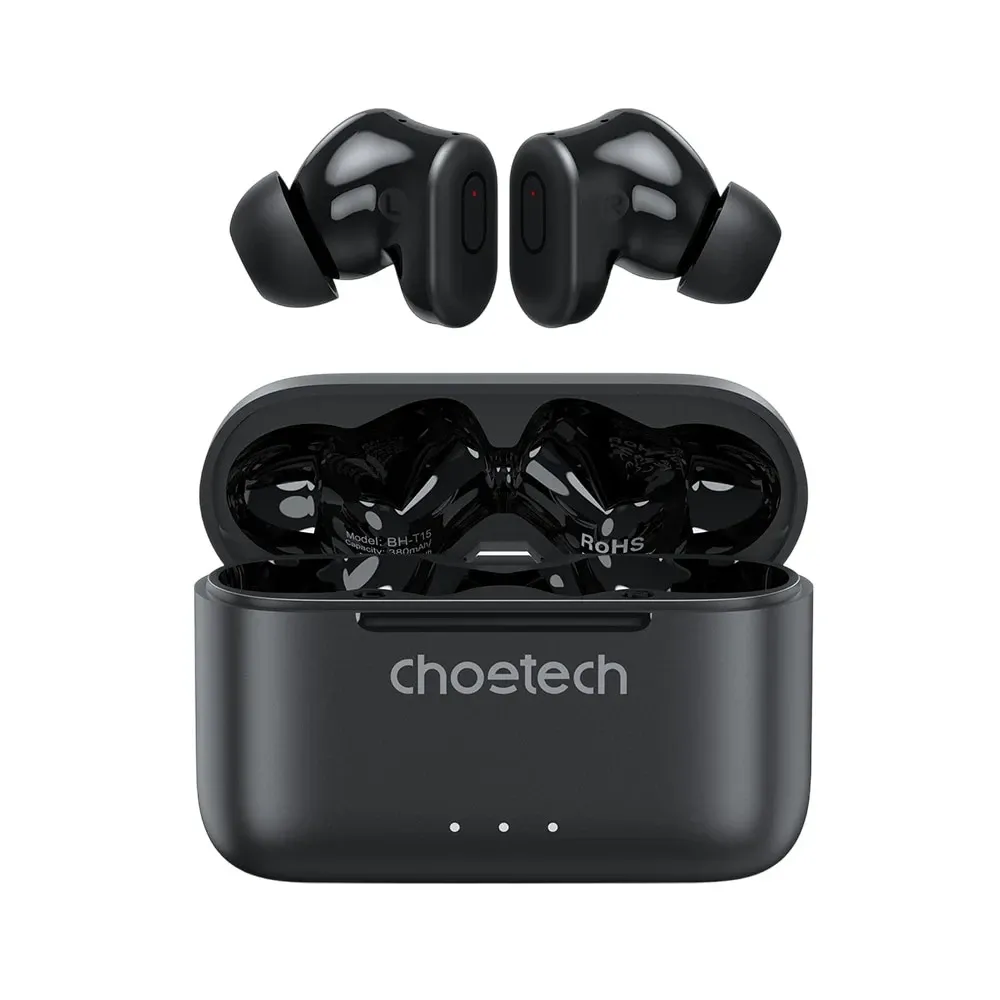 Бездротові навушники Choetech BH-T15 Black TWS, Bluetooth 5.2, ANC+ENC (43-00137) Київ - фото 1