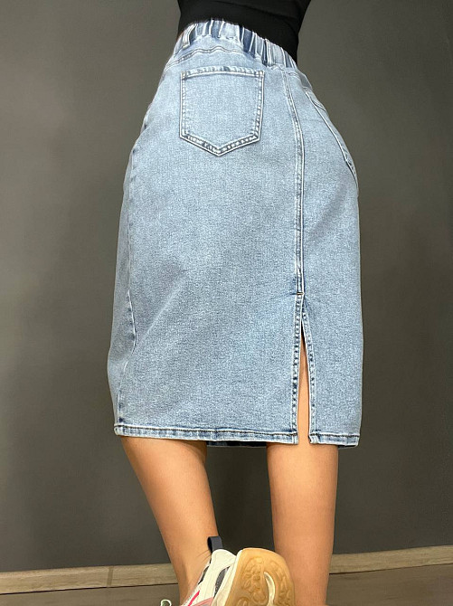 Спідниця жіноча джинсова DNL 207 резинка на талії великі розміри блакитна, блакитний, З4, 34, 91 см, Одеса - фото 6