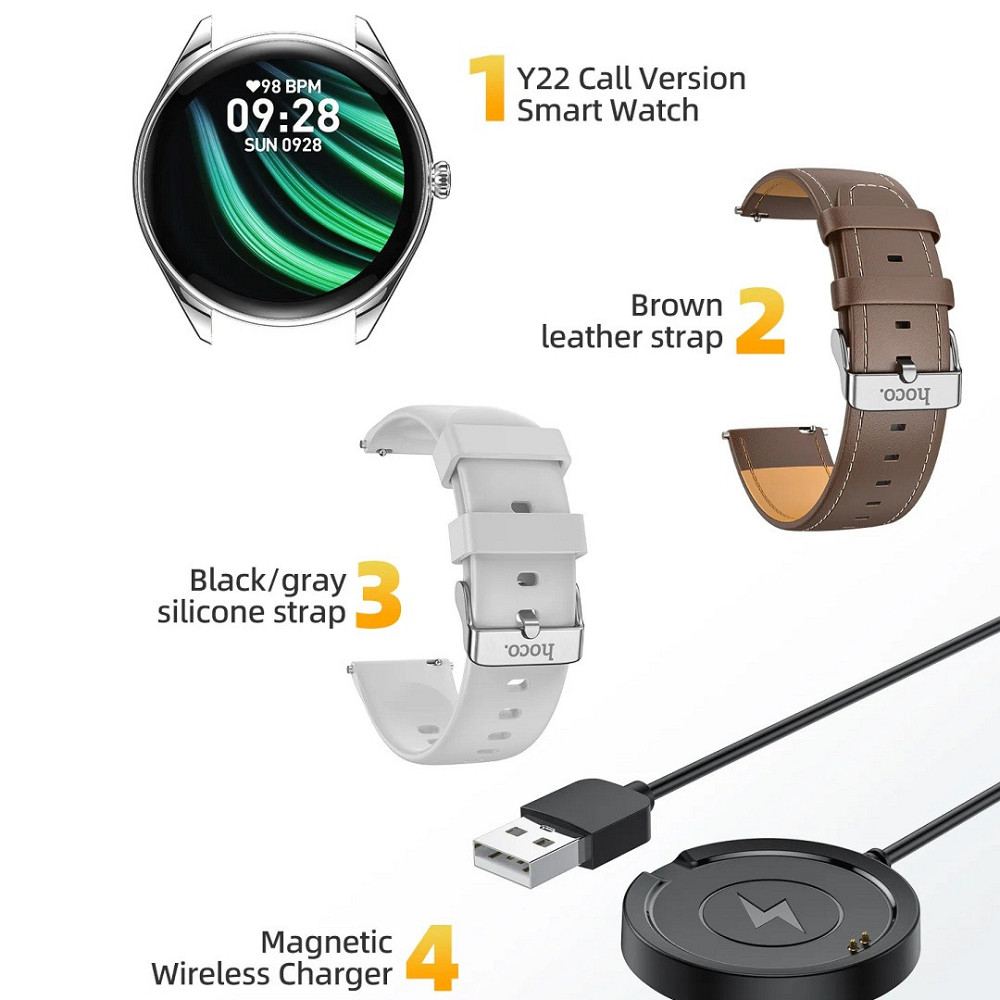 Смарт-годинник HOCO Y22 AMOLED 36mm. 200 mAh. IP67 Silver Київ - фото 10