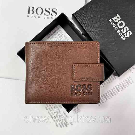 Чоловіче шкіряне портмоне на магниті Boss (82081) коричневий Київ