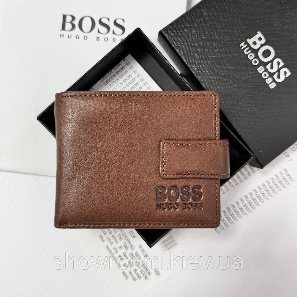 Мужское кожаное портмоне на магните Boss (82081) коричневый Киев - изображение 1