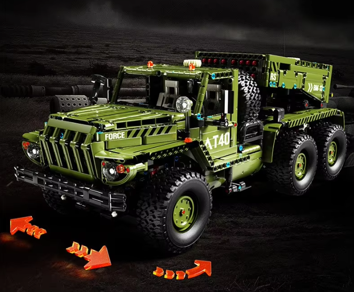 Конструктор детский грузовик военный.Ракетная зенитная установка на 2268 деталей T4011 Каменец-Подольский - изображение 4