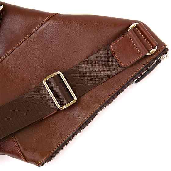 Стильна шкіряна чоловіча сумка через плече GRANDE PELLE 11358 Коричневий Київ