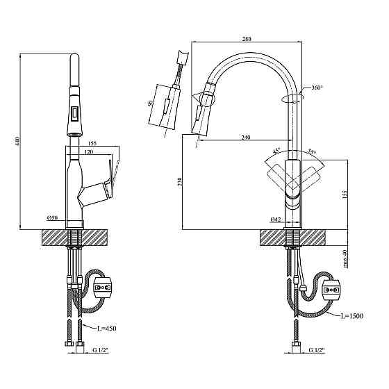 Набор смесителей Kroner Graz-GRP030-T + смеситель Graz-GRP010 Киев