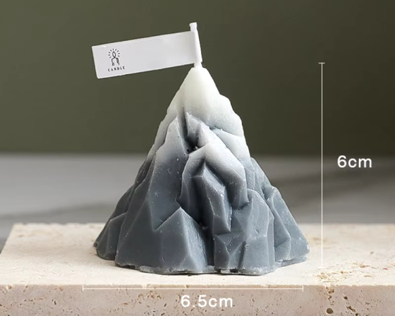 Свеча конусная в форме горы, ручной работы, в сером цвете Каменец-Подольский