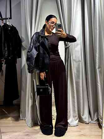 Женский стильный повседневный костюм двойка турецкая вискозная двунитка Шоколад Одесса