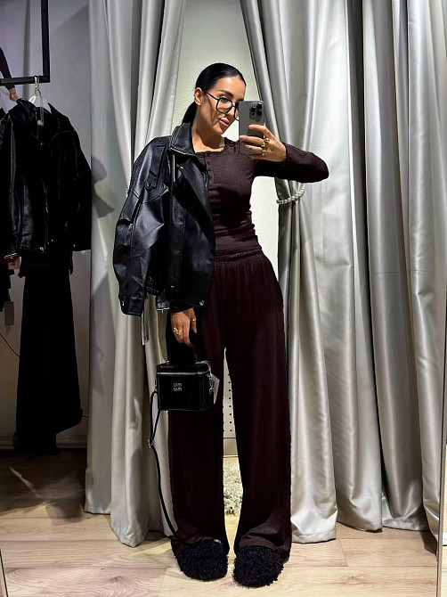 Женский стильный повседневный костюм двойка турецкая вискозная двунитка Шоколад Одесса - изображение 4