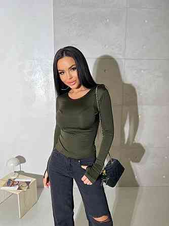 Жіночий базовий лонгслів із мікродайвінгу Хакі Одеса