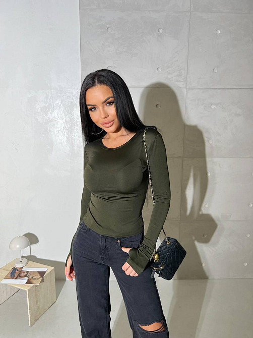 Жіночий базовий лонгслів із мікродайвінгу Хакі Одеса - фото 3