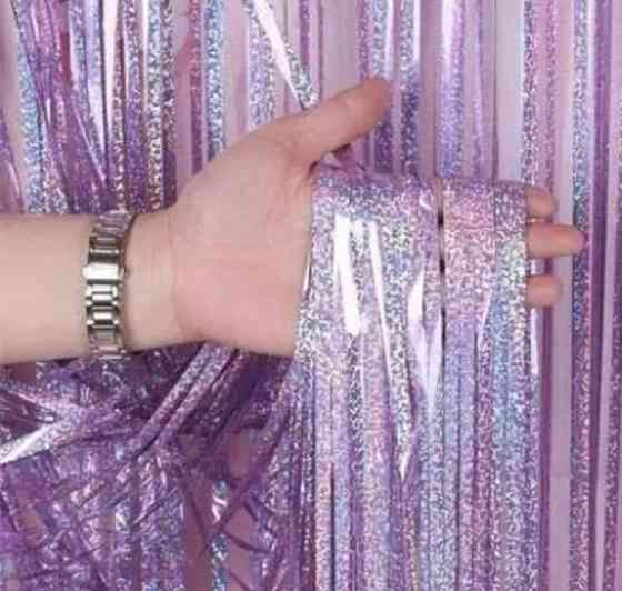 Штора дождь розовая голография 200*100 Киев