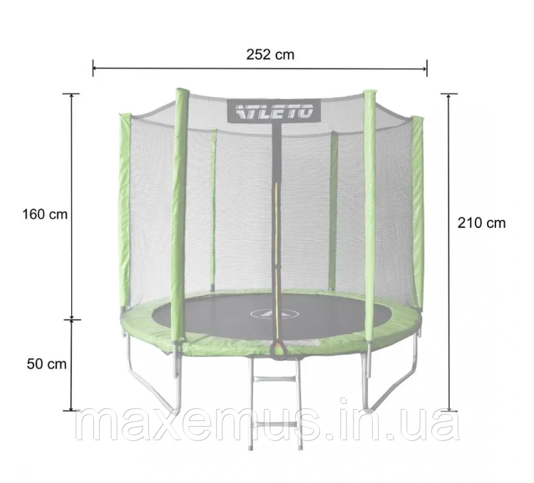 Батут Atleto 252 см (8 ft) с защитной сеткой и лестницей детский садовый батут зеленый Premium Мостиска - изображение 14