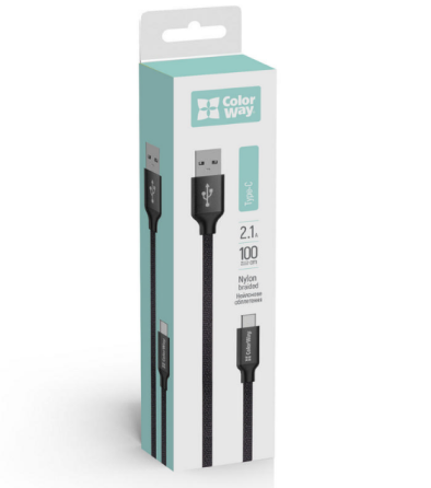 Кабель USB Type-C ColorWay CW-CBUC003-BK 2,1А 1м чорний Житомир