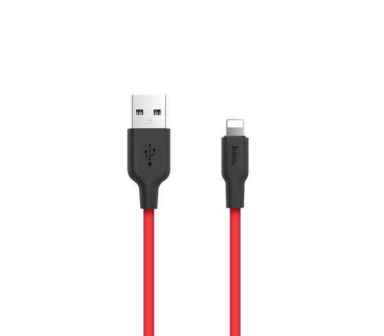 Кабель HOCO X21 USB to iP 2A, 1m, silicone, TPE connectors, Black+Red Київ