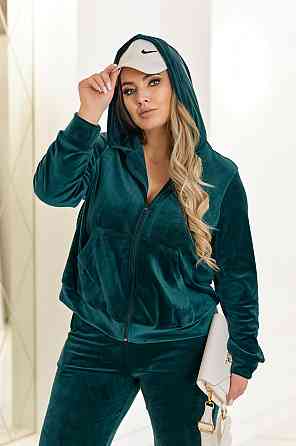 Велюровий спортивний костюм жіночий "Davos" | Норма і батал Смарагдовий, 46-48 Київ