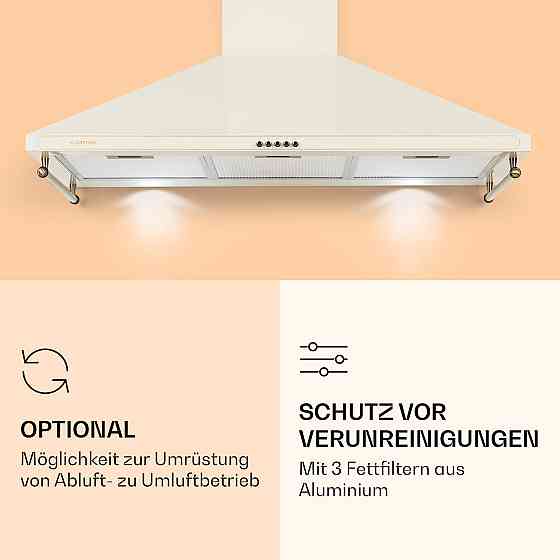 Вытяжка Victoria 90 90 см ретро-дизайн 644,5 м³/ч 2 светодиодные лампы цвета слоновой кости (Германия, читать Ровно