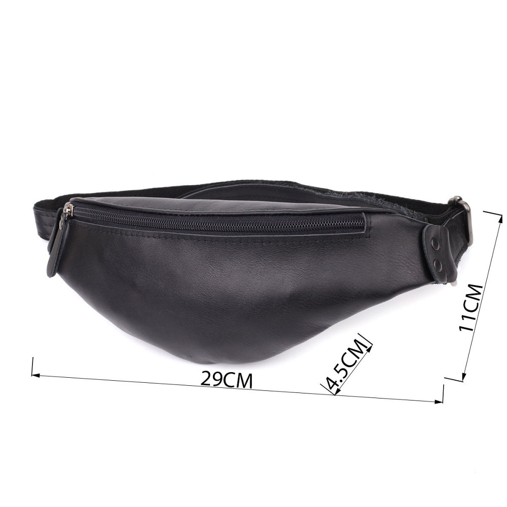 Сумка бананка для чоловіків з гладкої натуральної шкіри Чорний (SHVIGEL) Київ - фото 7