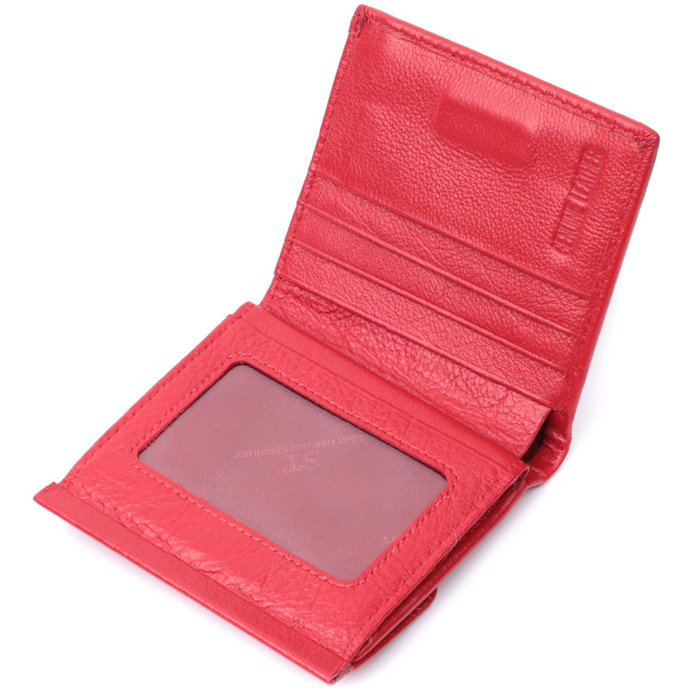 Гаманець середнього розміру для жінок із монетницею зовні із натуральної шкіри Червоний (ST Leather) Київ - фото 10