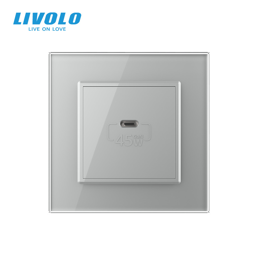 LIVOLO Розетка USB Type-C з Power Delivery 45W Livolo сірий (VL-C7-FCUC-2IP) Коломия - фото 8