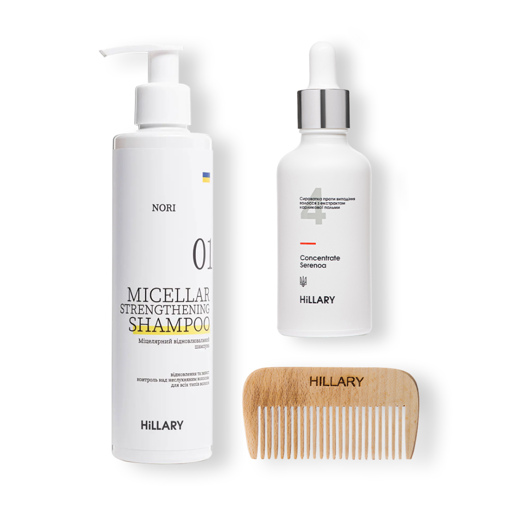 Сироватка для волосся Concentrate Serenoa + Шампунь для всіх типів волосся Nori Micellar та гребінь Київ - фото 1