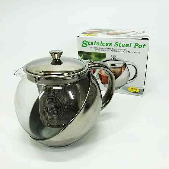 Скляний чайник з фільтром для заварювання чаю UNIQUE UN-1162 0.75 л, Красиві заварники для чаю PU-47 Львів